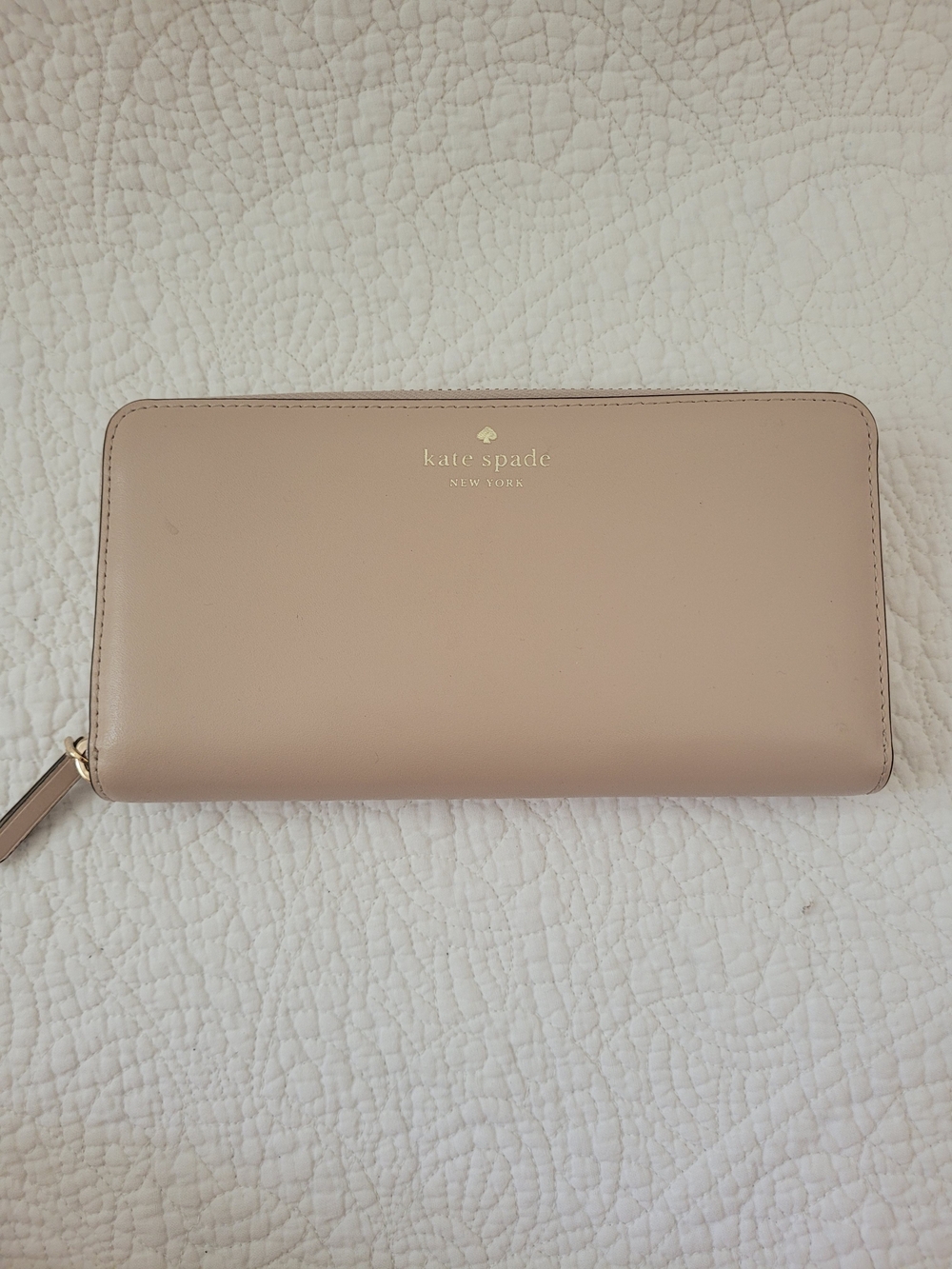 Kate Spade Chelsea Large Continental Wallet Beige Nylon Zip Around